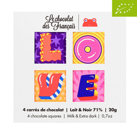 LOVE - 4 carrés de chocolat BIO